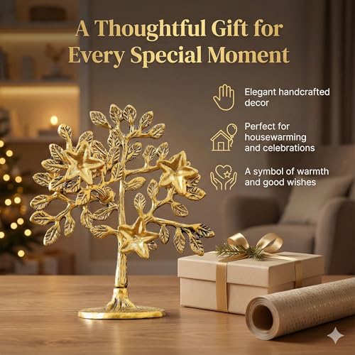 DreamKraft Kalpavriksha Tree Metal Showpiece | Tree of Life Decorative Statue | Vastu Feng Shui Good Luck Gift | Antique Finish Table Decor for Living Room, Office, Home Temple – 1 Piece - Image 3