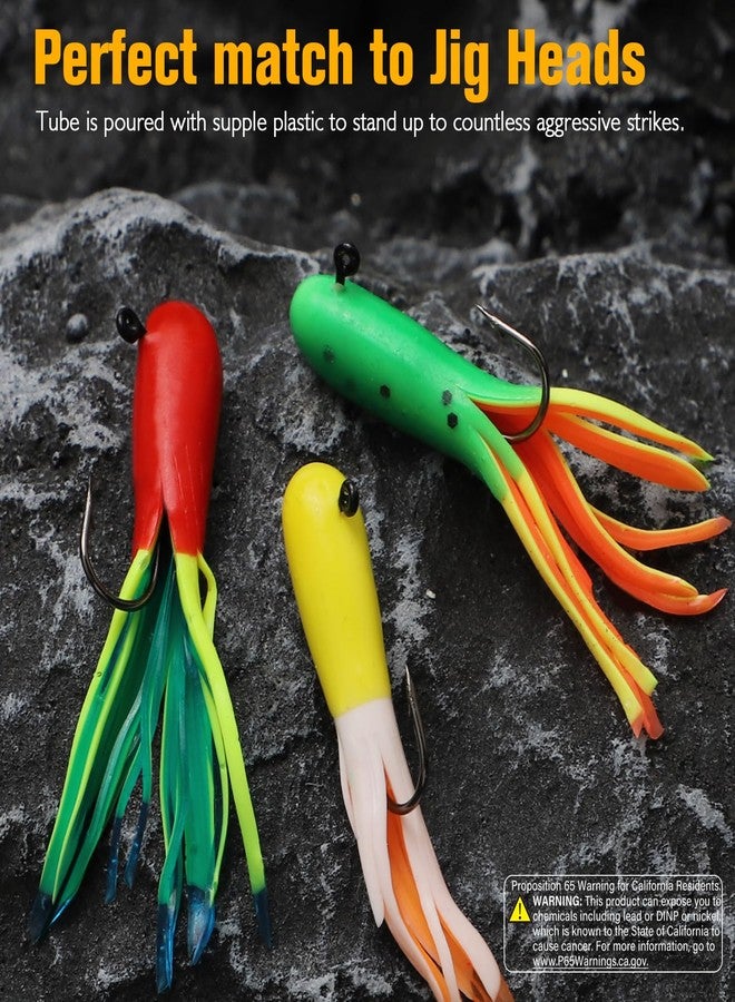 Dovesun 120pcs Crappie Lures with Jig Heads Hooks Kit- Soft Plastic Grubs-Tubes Bait 90Pcs 0.8g 1.4g 1.75g 30Pcs Crappie Jigs Fishing Lures Kit for Saltwater Freshwater Fishing - Image 5