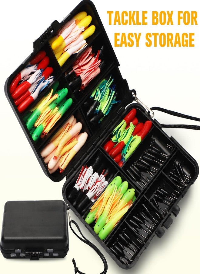 Dovesun 120pcs Crappie Lures with Jig Heads Hooks Kit- Soft Plastic Grubs-Tubes Bait 90Pcs 0.8g 1.4g 1.75g 30Pcs Crappie Jigs Fishing Lures Kit for Saltwater Freshwater Fishing - Image 2