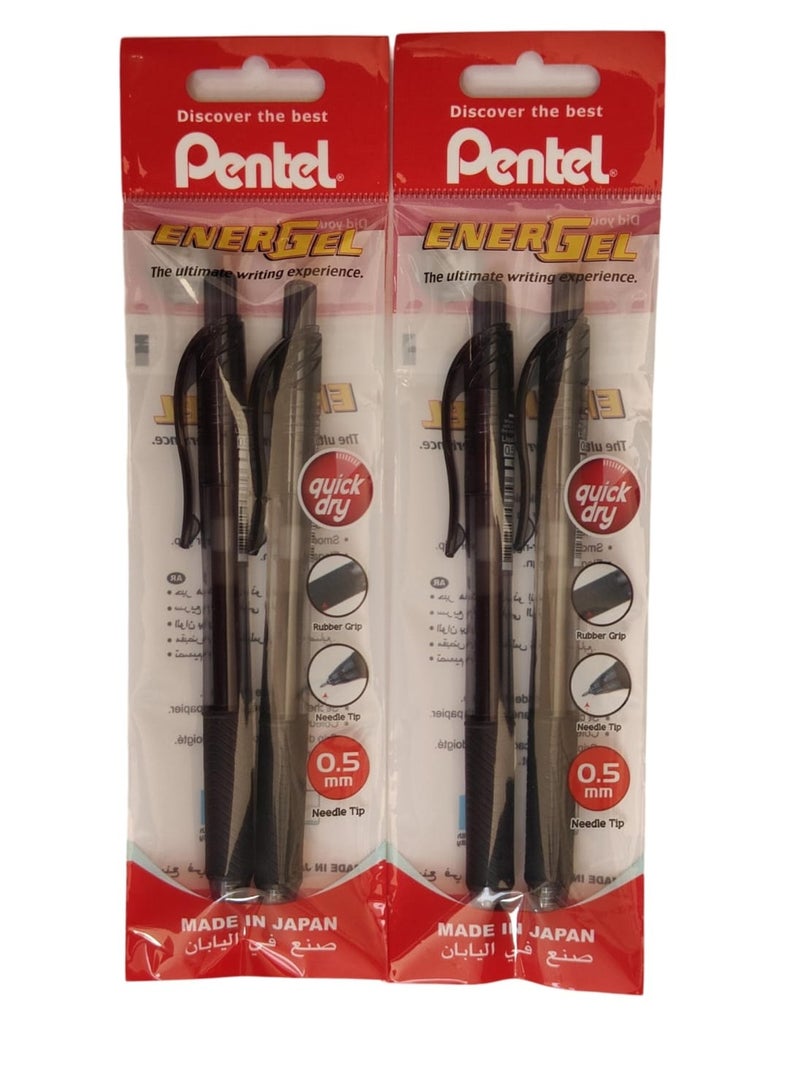 Pentel 4-Piece Energel Gel Ink Pen 0.5mm Tip Black Ink - Image 3