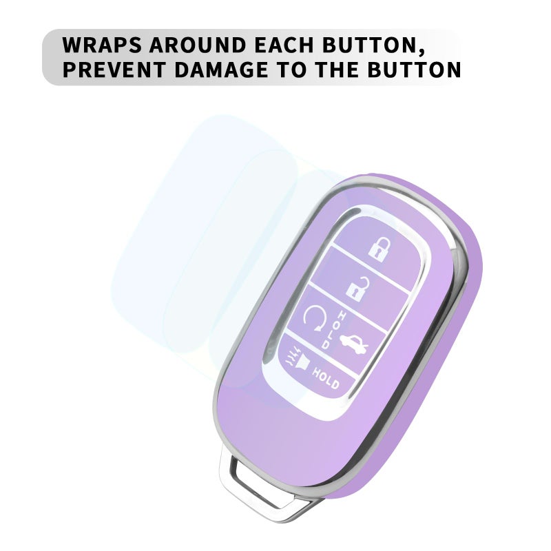 QBUC for Honda Key fob Cover with Keychain,Car Key Case Protector Compatible with Honda Accord Civic HRV CRV Pilot 5 Buttons Smart Remote Key (purple) - Image 5