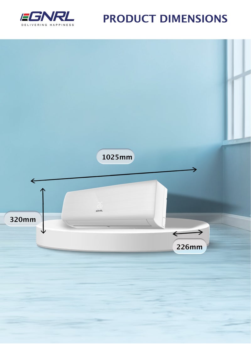 EGNRL - 18000 BTU T3 Rotary Split AC White R410a - 4 Way Air Flow, Golden Fin | Sleep Mode & Timer Function & Auto Restart | Remote Included 1.5 Ton White EG18T3 - Free 5 Year Compressor Warranty - Image 1