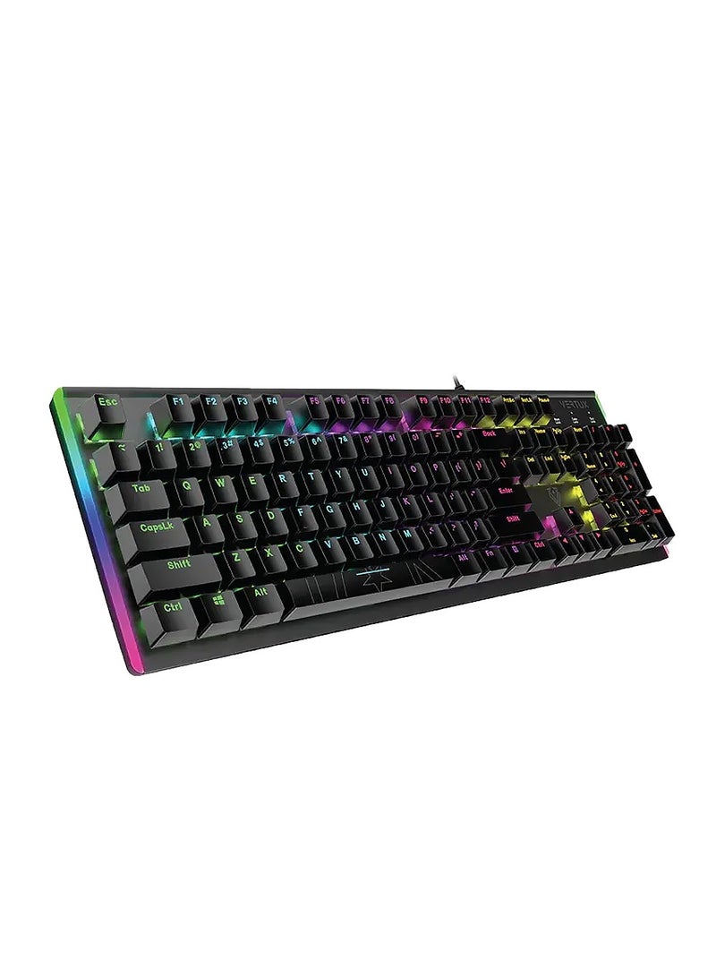 VERTUX High Performance Mechanical Gaming Keyboard with RGB Backlight. Blue Mechanical Keys for Faster Tactical Response.100% All-key Anti Ghosting. 6 Rainbow light effect, VERTUX Comando - Black - Image 1