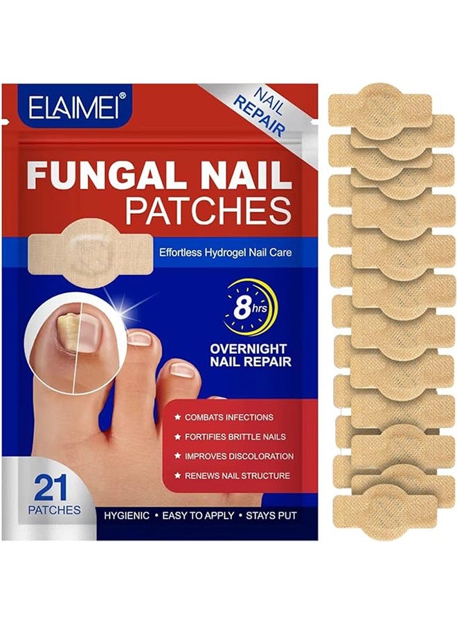 Elaimei Fungal Nail Repair Patches，Overnight Nail Repair Treatment for Nail Discoloration & Cracked Nails, Restore Healthy Nail Appearance，Overnight Nail Repair Patch-21  Patches - Image 1