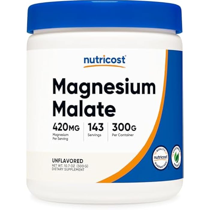 Nutricost Magnesium Malate Powder (300g) - 420mg of Magnesium Per Serving - Non-GMO, Gluten Free - Image 1