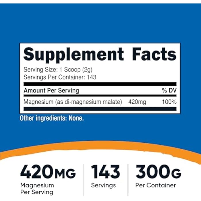 Nutricost Magnesium Malate Powder (300g) - 420mg of Magnesium Per Serving - Non-GMO, Gluten Free - Image 2