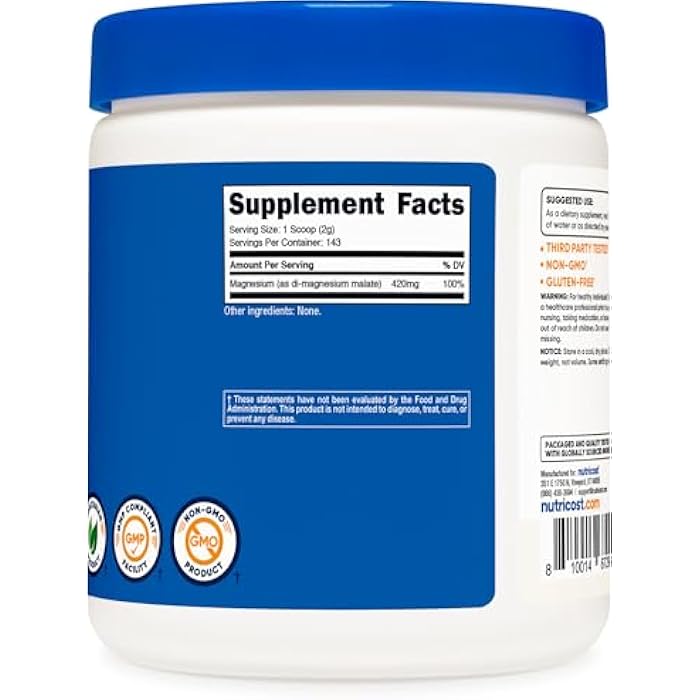 Nutricost Magnesium Malate Powder (300g) - 420mg of Magnesium Per Serving - Non-GMO, Gluten Free - Image 5