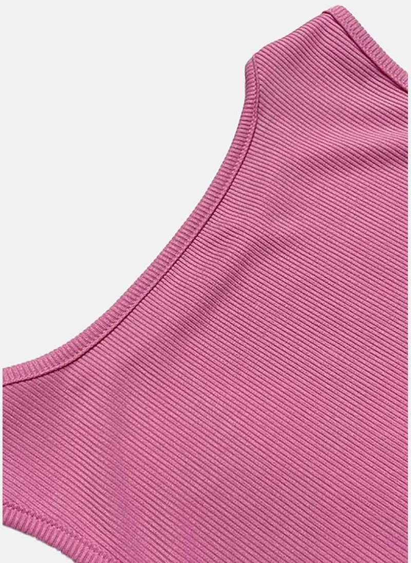 YUNIQEE Pink Striped Sleeveless Top & Skirt
