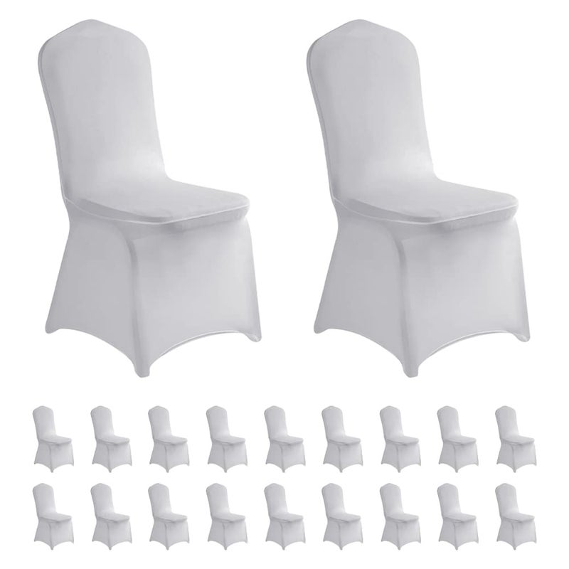 LZY 20pcs Spandex Chair Cover Stretch Slipcovers for Wedding Party Dining Banquet Chair Decoration Covers Silver 20