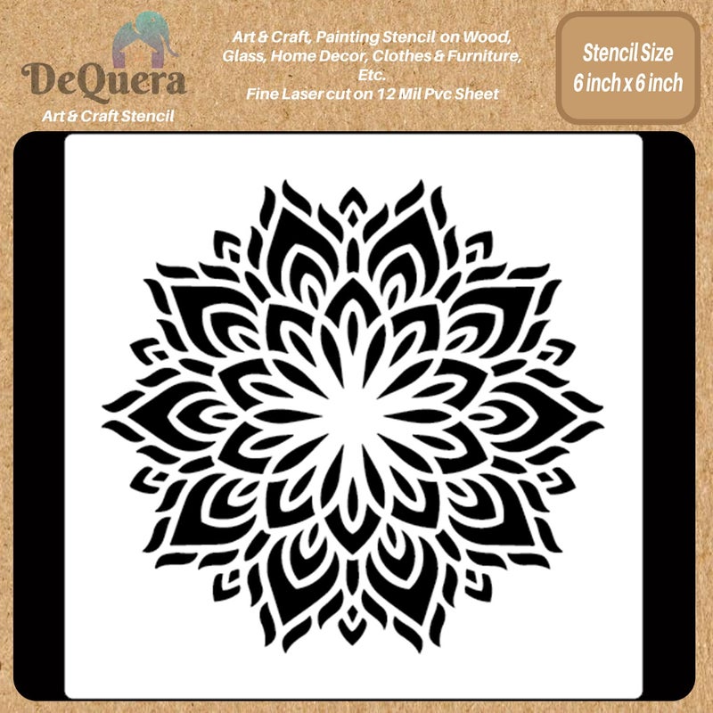 DeQuera Craft Stencils for DIY Art Craft ReUsable Used for Painting Journaling Mix Media Wall Painting and Other Decorative Purposes Size 6 x 6 Inch Pack of 1 DQL77 - Image 2