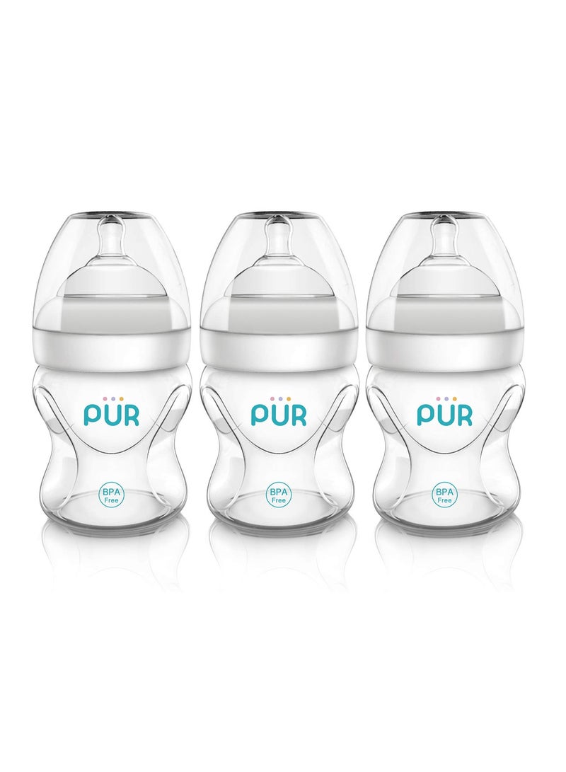 Pur 3-pack Advanced Plus wide neck baby bottle set - 150ml - medical silicone nipple + Pro-Flo anti-colic system (BPA free) - Image 2