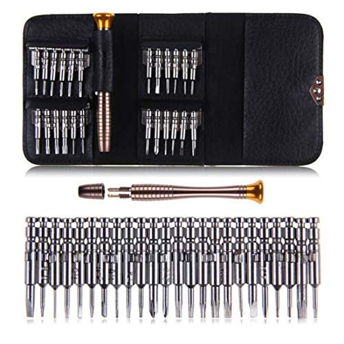DIY Crafts DIY Crafts 25 in 1 Precision Screwdriver Set Multi Pocket Torx Cell Phone Laptop Mini Electronic Opening for PC Camera Tablet Portable Wallet Repairing (Black 12, Silver) HBIN  - Image 1