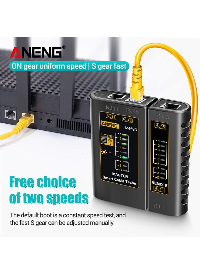 ANENG - ANENG M469D Network Cable Tester Pairing Instrument for RJ11 RJ45 Telephone Lines with LED Indicator, On-off Checking/ Shielded Network Cable/ Long-distance Testing - Image 1