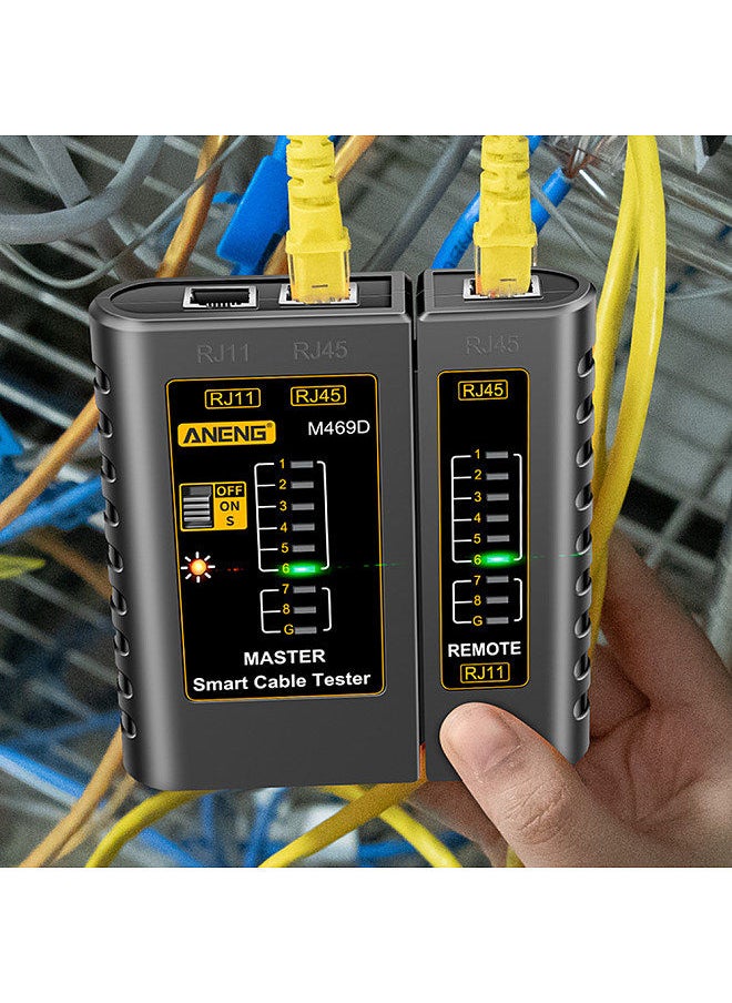 ANENG - ANENG M469D Network Cable Tester Pairing Instrument for RJ11 RJ45 Telephone Lines with LED Indicator, On-off Checking/ Shielded Network Cable/ Long-distance Testing - Image 1