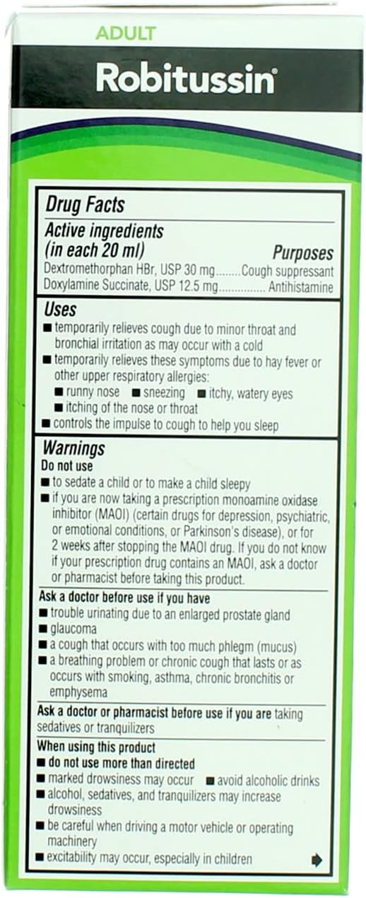 Robitussin روبوتوسين للبالغين شراب السعال الليلي DM بتركيز أقصى 4 أونصات عبوة من 2 - Image 3