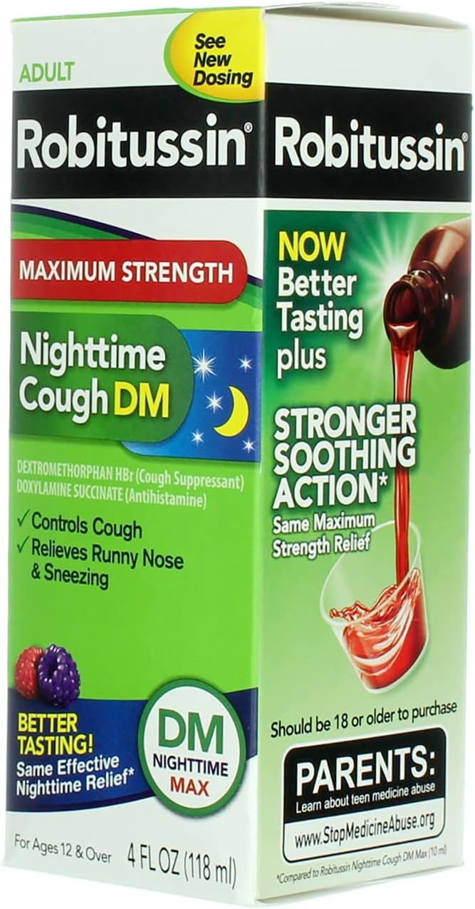 Robitussin روبوتوسين للبالغين شراب السعال الليلي DM بتركيز أقصى 4 أونصات عبوة من 2 - Image 5