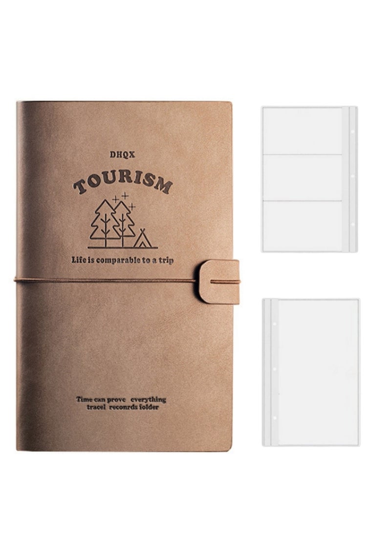 NOVOLAN Travel Memory Scrapbook, Concert Ticket Storage Album Ticket Stub Collection Album Binder Movie Train Ticket Travel Souvenir Album, Organize & Preserve Your Memories, 160 Card Slots (brown) - Image 1