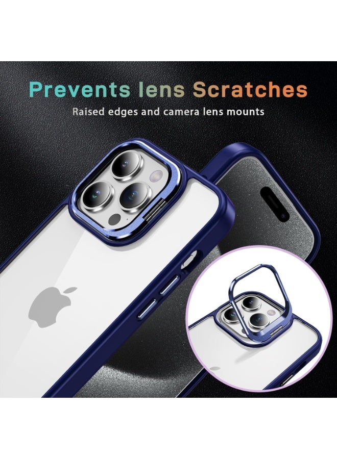 Case with Silicone Edges, TPU Back, Built-in Kickstand and Camera Lens Protectors Compatible With Iphone 12 Pro Max (Navy) - Image 3