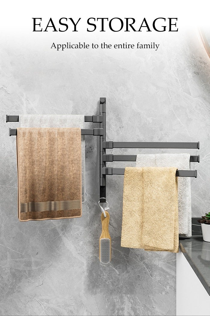 DUNISO Towel Rack，Swivel Towel Bar，Non Perforated Towel Rack with 5 Arms，Sturdy and Durable，Space Saving，for Bathroom, Kitchen - Image 3