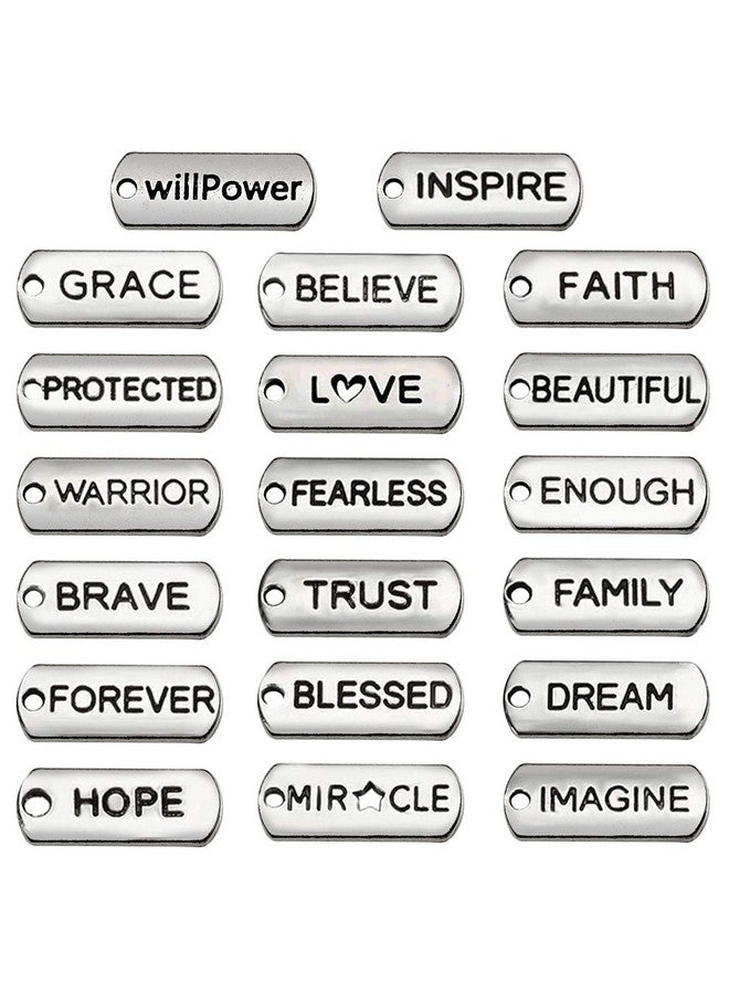 Oubaka 60Pcs Inspirational Charms Pendants For Jewelry Making,Mixed Motivational Words Pendants Beads Charms Diy Craft Supplies Bracelet Charms Bulk For Jewelry Necklaces Bracelet Making Keychains - Image 1