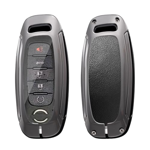 KUNIO Leather Car Key Fob Cover Case Fit for Nissan X-Trail T32 Qashqai J12 Altima Teana Pathfinder Rogue 2022 2023 2024 2025 Key Protective Cover Keychain 3/4/5 Button Key Holder Black-Long Keychain - Image 3