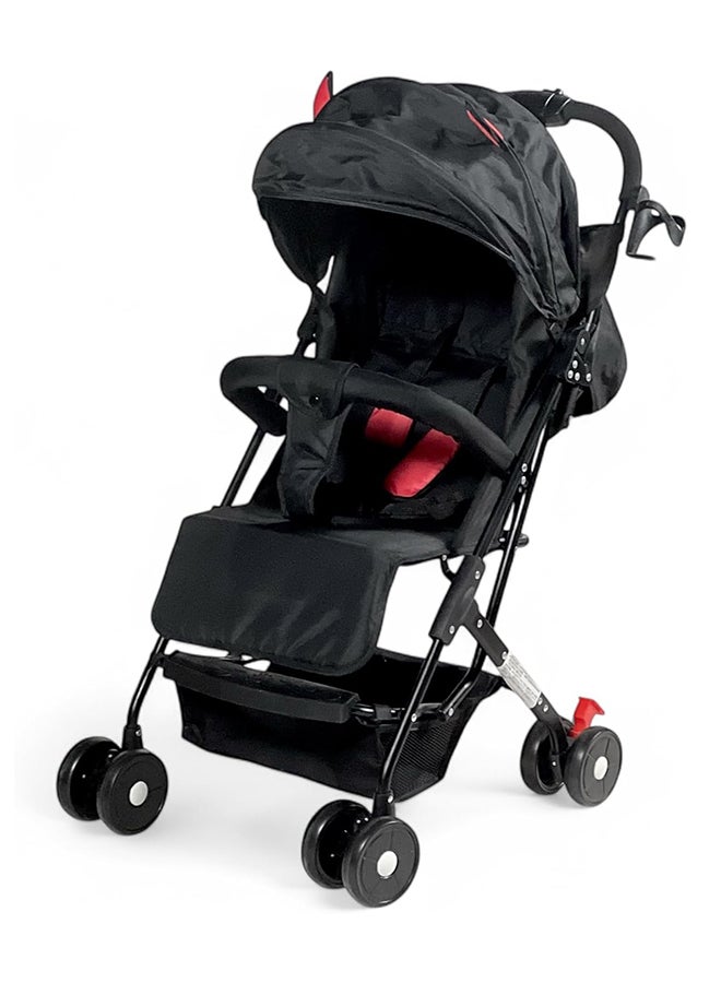 AL BADER Foldable Baby Stroller With Storage Basket And Umbrella For Kids, Adjustable Backseat, Lightweight Travel Strollers for Infants 0 To 36 Months (Black) - Image 1