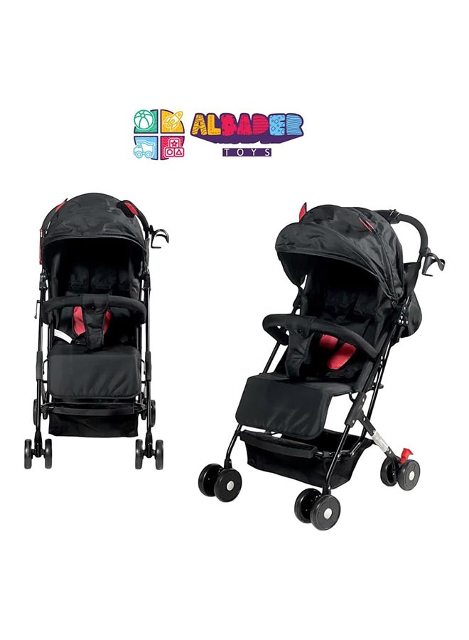 AL BADER Foldable Baby Stroller With Storage Basket And Umbrella For Kids, Adjustable Backseat, Lightweight Travel Strollers for Infants 0 To 36 Months (Black) - Image 2