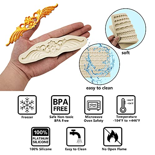 MUYULIN Pearl Fondant Molds, 3 Pack Silicone Pie Decoration Crust Mould, for Cake, Chocolate, Cupcake, Knit Rope, Game Pie, SugarCraft, Clay - Image 3
