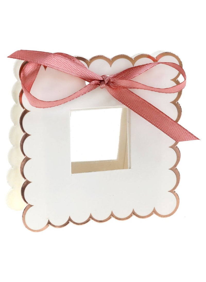 صناديق هدايا مزخرفة باللون الوردي الذهبي من الورق المقوى الأبيض، 7 سم، عبوة من 6 قطع