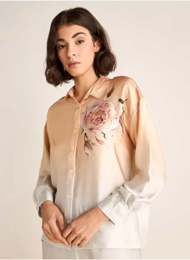سبلاش فيڤ Floral Print Long Sleeves Shirt and Elasticated Pyjama Set