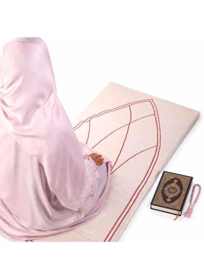 Dakakeen Concept Pink Extra-Thick Padded Memory Foam Prayer Mat – Dakakeen Luxury Padded Memory-Foam Set, Thick Padded Prayer Rug & Set for Home, Mosque & Travel - Image 1