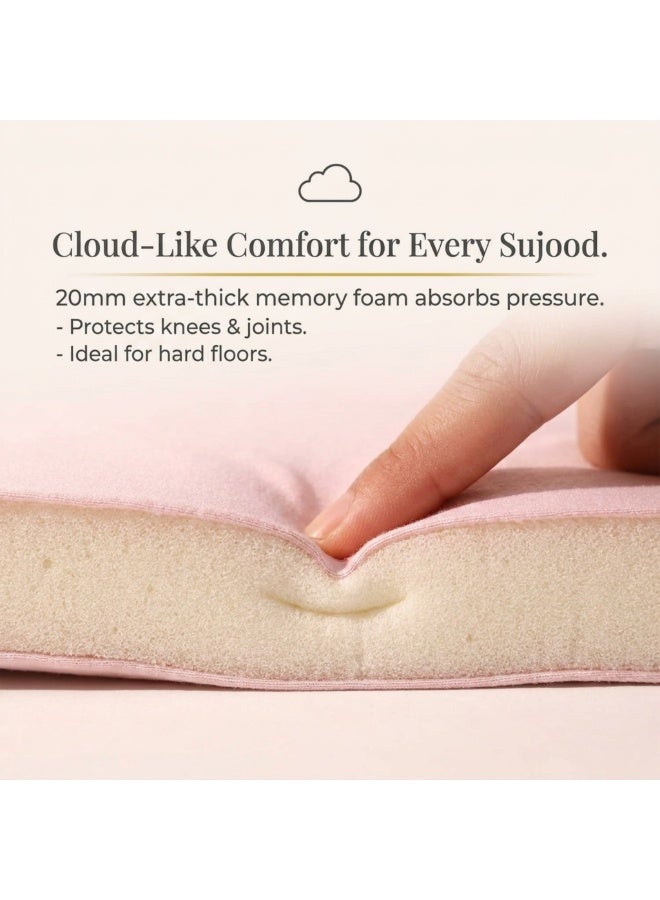 Dakakeen Concept Pink Extra-Thick Padded Memory Foam Prayer Mat – Dakakeen Luxury Padded Memory-Foam Set, Thick Padded Prayer Rug & Set for Home, Mosque & Travel - Image 2