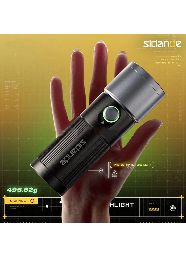 SIDANDE Videography Flashlight Zoomable Photography Fill Light Ambience Light with 1/4'' Thread for Camera Stand Cage - Image 3