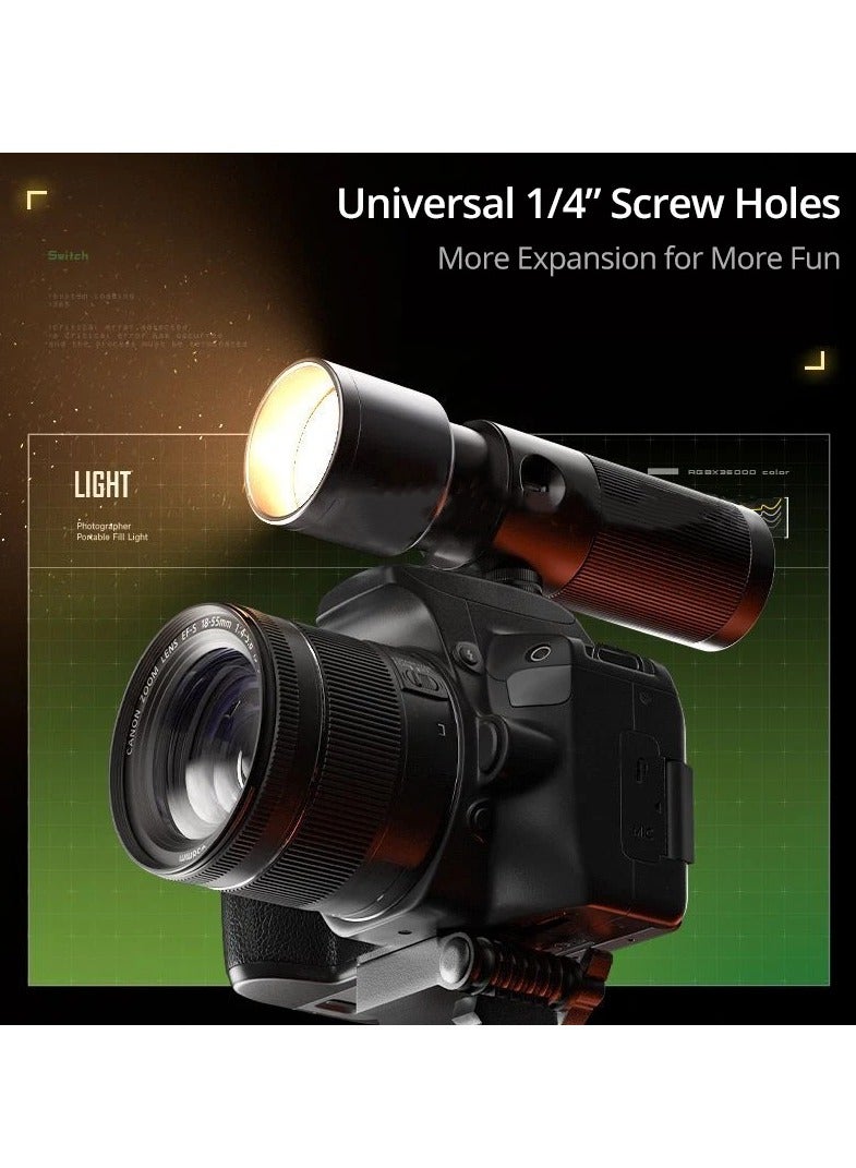 SIDANDE Videography Flashlight Zoomable Photography Fill Light Ambience Light with 1/4'' Thread for Camera Stand Cage - Image 4