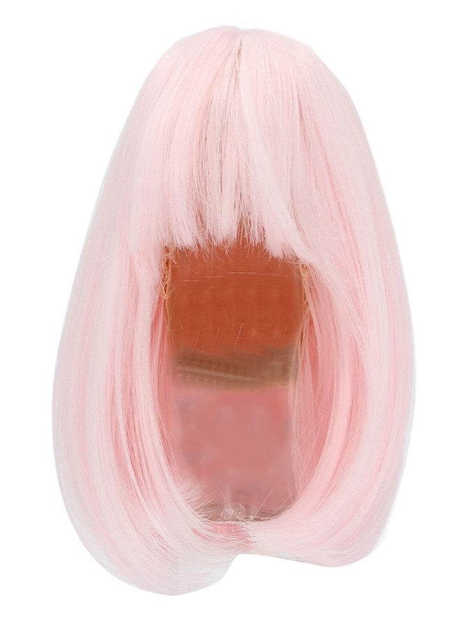 BOENLU Doll Wig, Straight Bang Shoulder Length Short Hair Soft Fiber Easy Cutting for 1/3 BJD Pink 21~24cm - Image 1