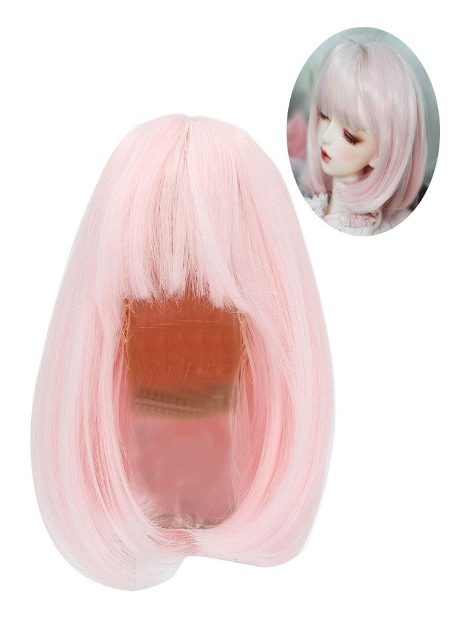 BOENLU Doll Wig, Straight Bang Shoulder Length Short Hair Soft Fiber Easy Cutting for 1/3 BJD Pink 21~24cm - Image 4