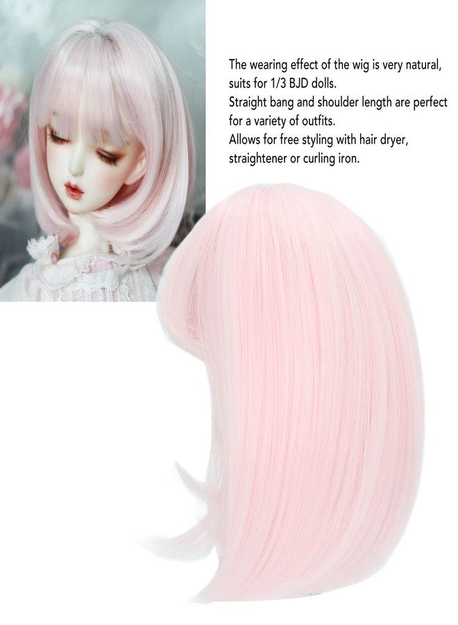 BOENLU Doll Wig, Straight Bang Shoulder Length Short Hair Soft Fiber Easy Cutting for 1/3 BJD Pink 21~24cm - Image 2