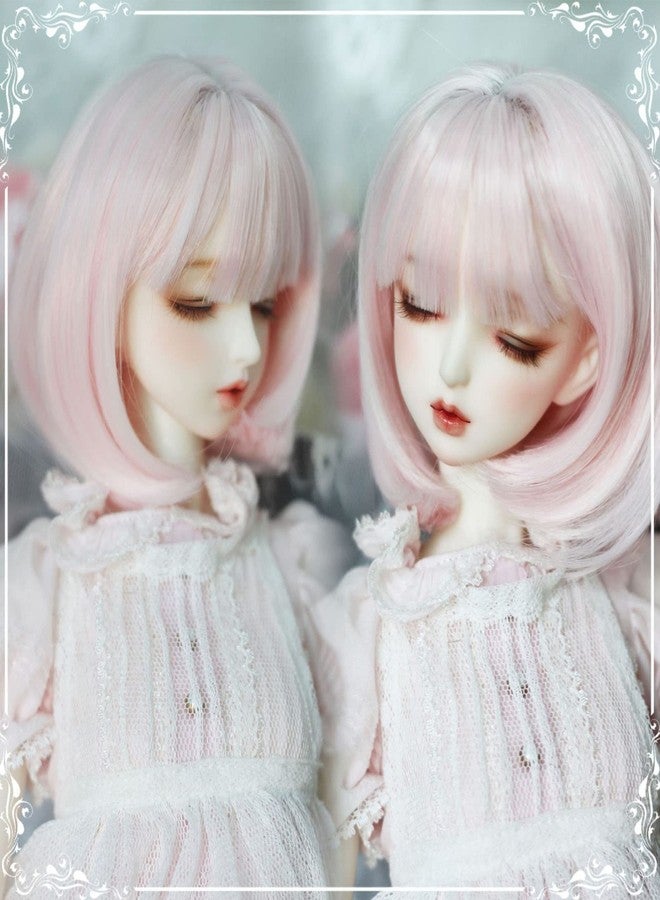 BOENLU Doll Wig, Straight Bang Shoulder Length Short Hair Soft Fiber Easy Cutting for 1/3 BJD Pink 21~24cm - Image 3