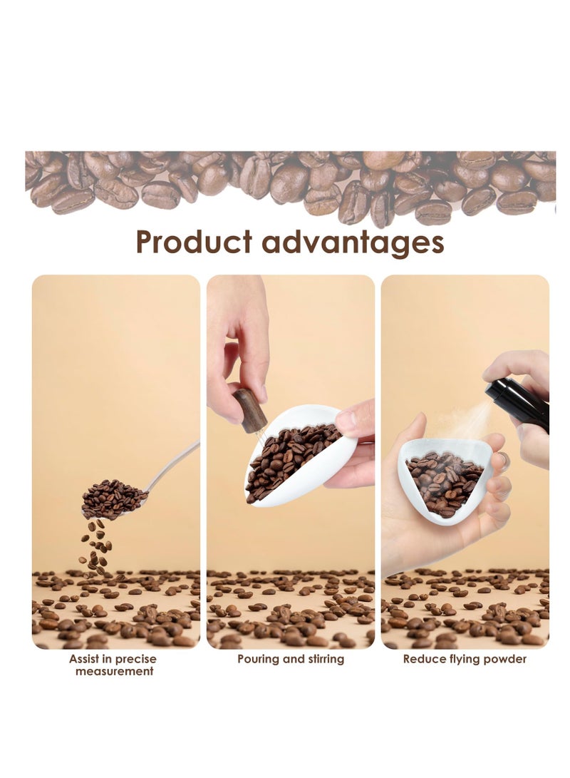 XiuWoo Coffee Bean Dosing Cup and Spray Bottle Set Ceramic Coffee Dosing Tray with Espresso Distribution Tools and Spoon Easy to Use Reusable Coffee Bean Measuring Cup Dosing Vessel Tray Kit, White - Image 2