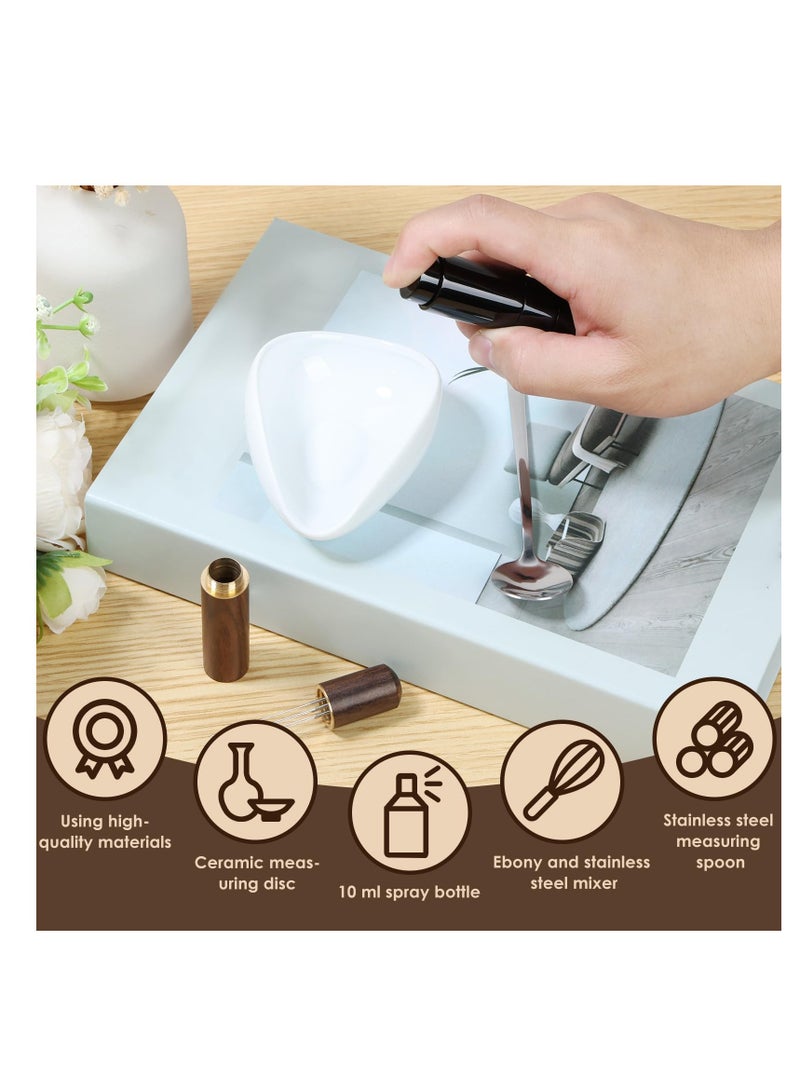XiuWoo Coffee Bean Dosing Cup and Spray Bottle Set Ceramic Coffee Dosing Tray with Espresso Distribution Tools and Spoon Easy to Use Reusable Coffee Bean Measuring Cup Dosing Vessel Tray Kit, White - Image 4