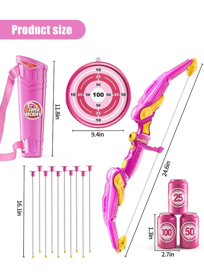 TEMI Kids Bow and Arrow Set, LED Light Up Archery Toy Set with 10 Suction Cup Arrows, Target and Quiver, Indoor and Outdoor Toys for Children Boys Girls  - Image 5