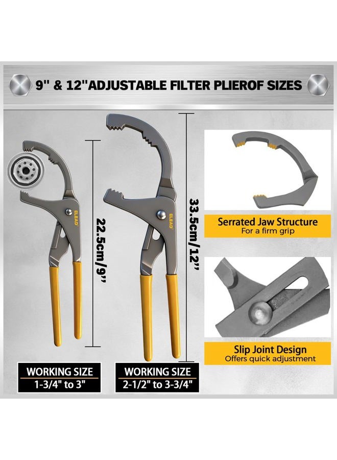 ELEAD 9-Piece Oil Filter Wrench Set, Sturdy Stainless Steel Band, Versatile Sizes, Universal Adjustable, Effective Pliers, Complete Set - Image 4