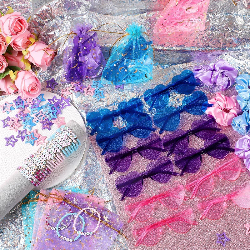 Quelay 162 Pcs/18 Sets Kpop Party Favors Friendship Gifts Includes Scrunchies Hair Clips Bead Bracelets Sunglasses Organza Gift Bags for Popular Singer Party Favors Y2k Fans Birthday(Heart) - Image 3