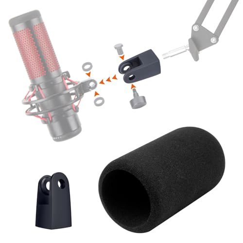 SUNMON HyperX QuadCast Pop Filter for HyperX Quad - Microphone Cover with HyperX QuadCast Microphone Mount Adapter, QuadCast Microphone Cover Noise Reduction, Adapter for 3/8" HyperX QuadCast Boom Arm - Image 1
