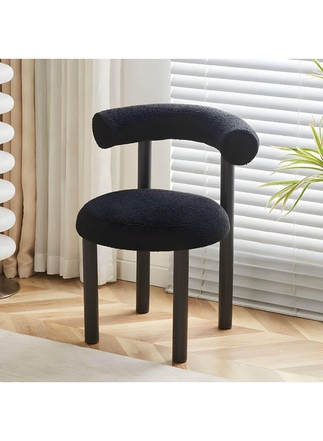 YOUWE7 Dining Chairs, Makeup Vanity Chair, Upholstered Makeup Chair with Comfy Back, Modern Chair with Metal Legs for Living Room/Reception/Bedroom or Vanity for Women Girl and Kids (Black)