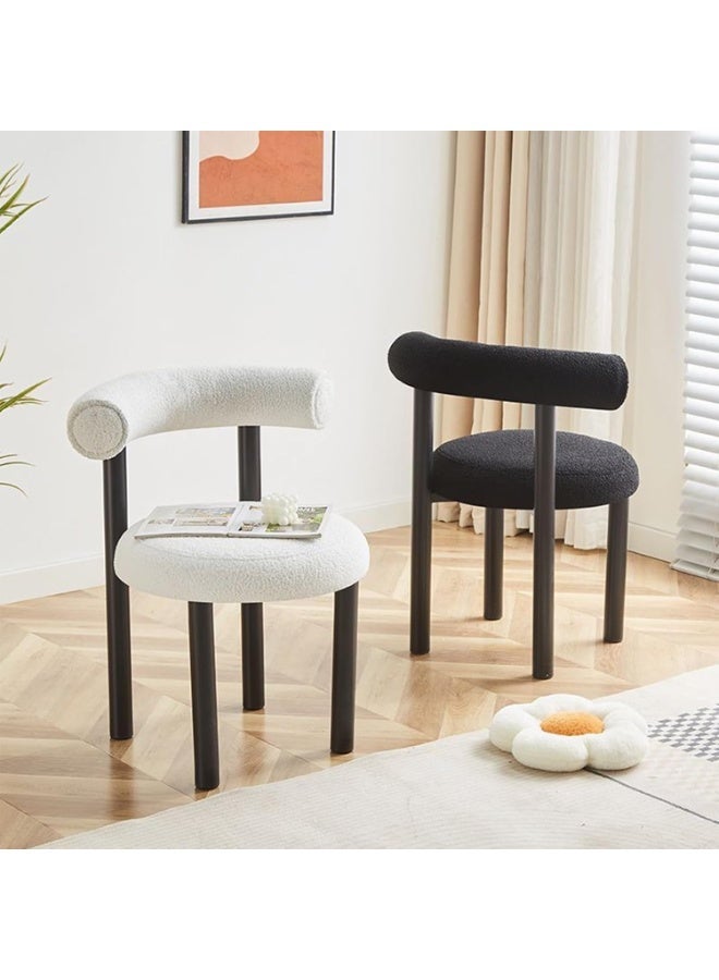YOUWE7 Dining Chairs, Makeup Vanity Chair, Upholstered Makeup Chair with Comfy Back, Modern Chair with Metal Legs for Living Room/Reception/Bedroom or Vanity for Women Girl and Kids (Black) - Image 3