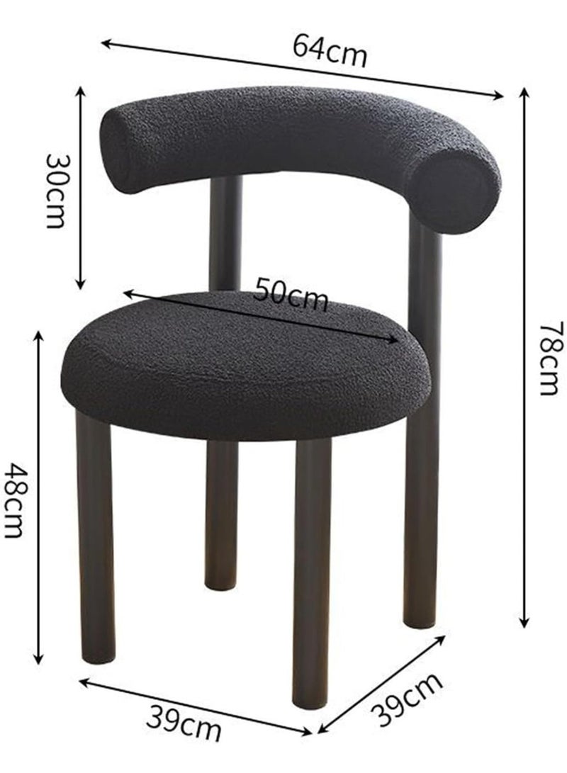 YOUWE7 Dining Chairs, Makeup Vanity Chair, Upholstered Makeup Chair with Comfy Back, Modern Chair with Metal Legs for Living Room/Reception/Bedroom or Vanity for Women Girl and Kids (Black) - Image 4