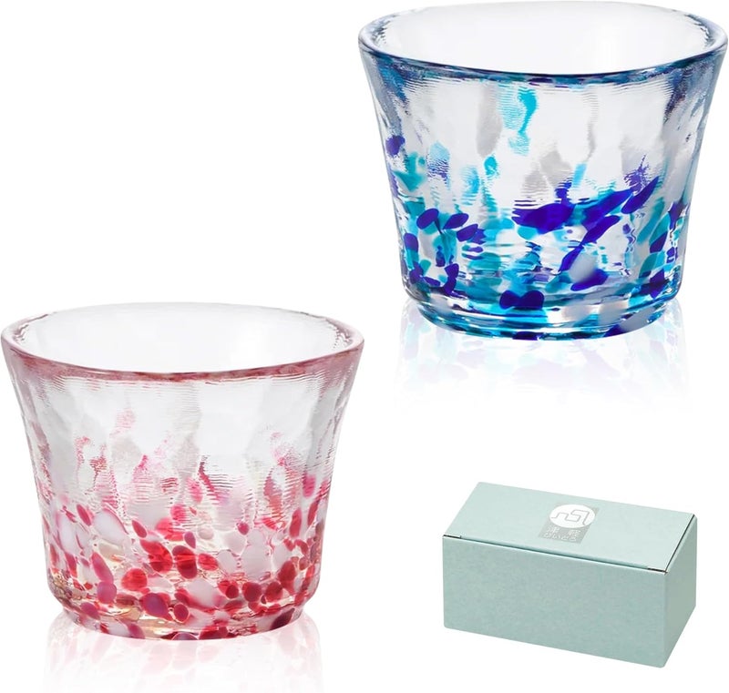 TAKEMI Handcrafted Japanese Sake Set – Elegant Gift for Any Occasion (Spring & Summer Dew Pair Set, Sake Glass (2.5 oz - 75ml)) - Image 1