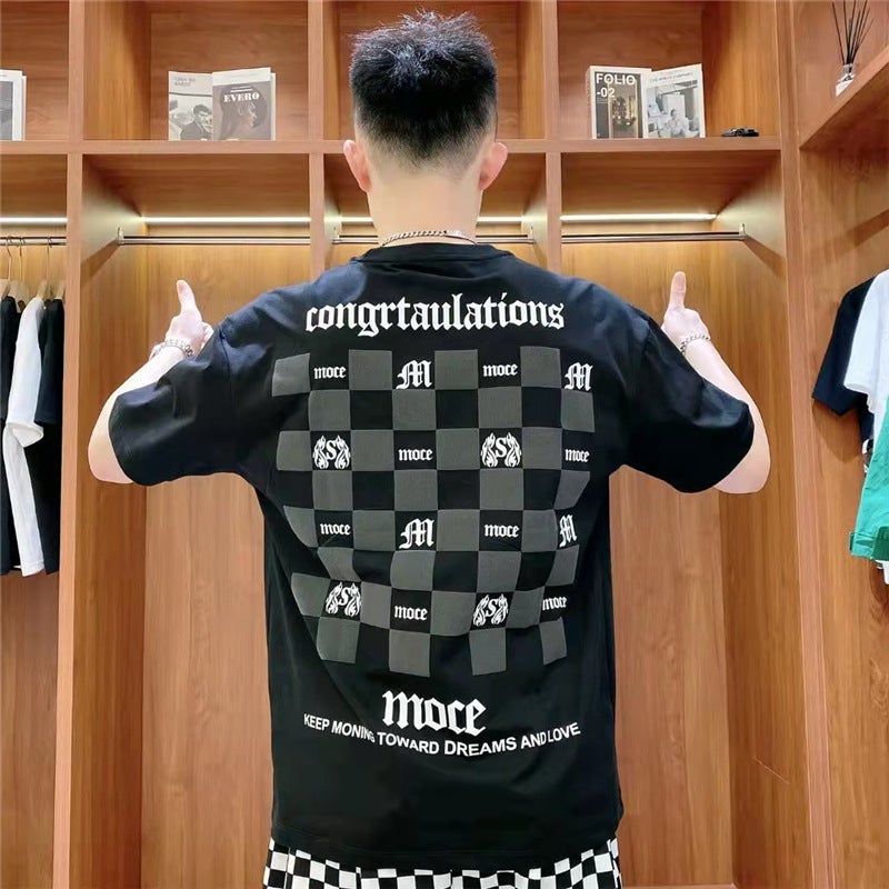 2023 Arrival All-Match Short-Sleeved T-Shirt Men'S Crewneck Letter Half-Sleeved Base-Layer Shirt Printed Trendy Top Clothes - Image 5