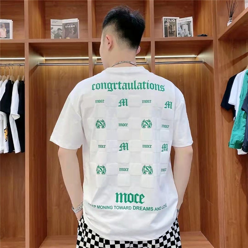 2023 Arrival All-Match Short-Sleeved T-Shirt Men'S Crewneck Letter Half-Sleeved Base-Layer Shirt Printed Trendy Top Clothes - Image 4